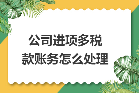 公司进项多税款账务怎么处理