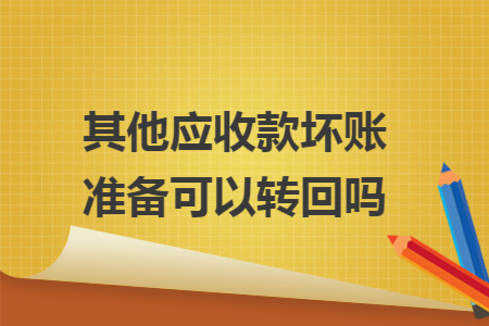 其他应收款坏账准备可以转回吗