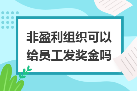非盈利组织可以给员工发奖金吗