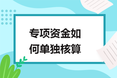 专项资金如何单独核算