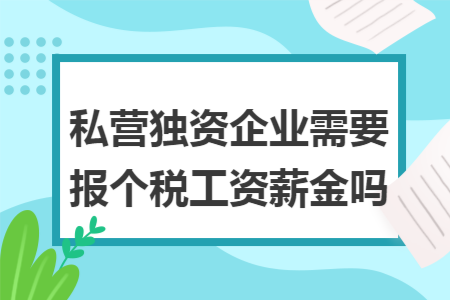 私营独资企业需要报个税工资薪金吗
