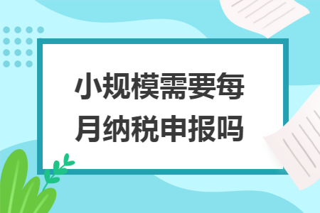 小规模需要每月纳税申报吗