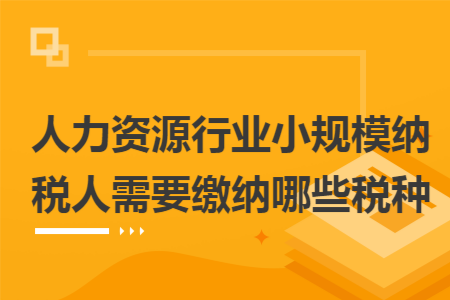 人力资源行业小规模纳税人需要缴纳哪些税种