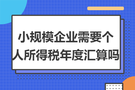 小规模企业需要个人所得税年度汇算吗