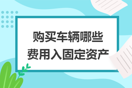 购买车辆哪些费用入固定资产