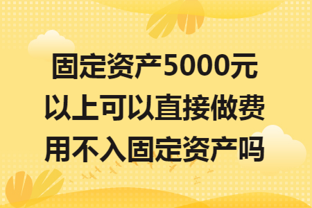 固定资产5000元以上可以直接做费用不入固定资产吗