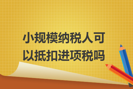 小规模纳税人可以抵扣进项税吗