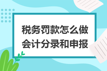 税务罚款怎么做会计分录和申报