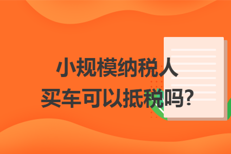 小规模纳税人买车可以抵税吗?