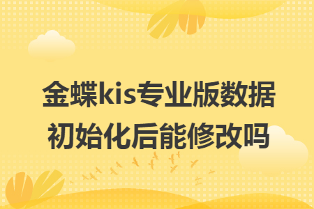 金蝶kis专业版数据初始化后能修改吗
