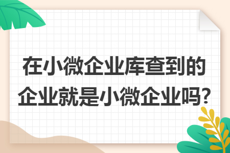 在小微企业库查到的企业就是小微企业吗?
