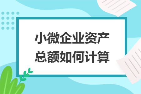 小微企业资产总额如何计算