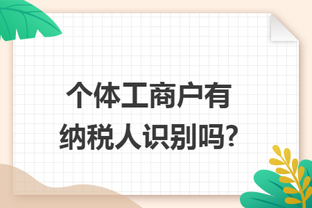 个体工商户有纳税人识别吗?