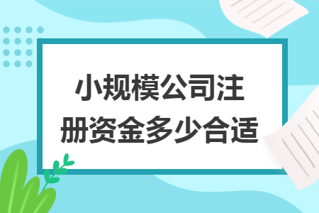 小规模公司注册资金多少合适