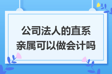 公司法人的直系亲属可以做会计吗