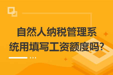 自然人纳税管理系统用填写工资额度吗? 自然人纳税管理系统用填写工资额度吗?