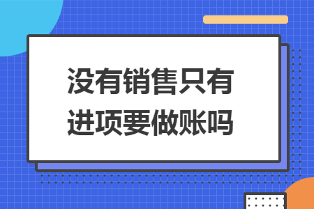 没有销售只有进项要做账吗
