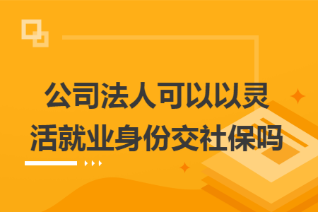 公司法人可以以灵活就业身份交社保吗