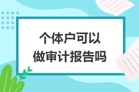 个体户可以做审计报告吗