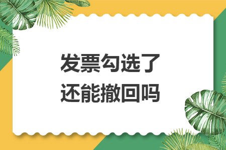 发票勾选了还能撤回吗