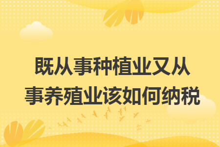 既从事种植业又从事养殖业该如何纳税