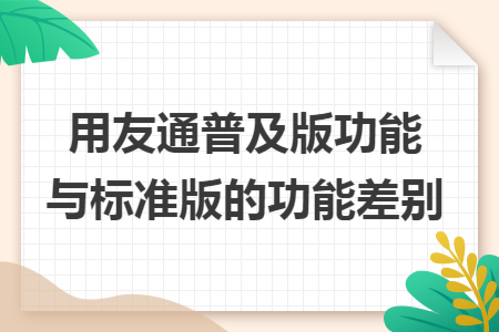 用友通普及版功能与标准版的功能差别
