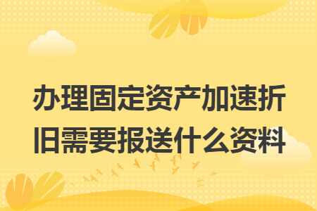 办理固定资产加速折旧需要报送什么资料