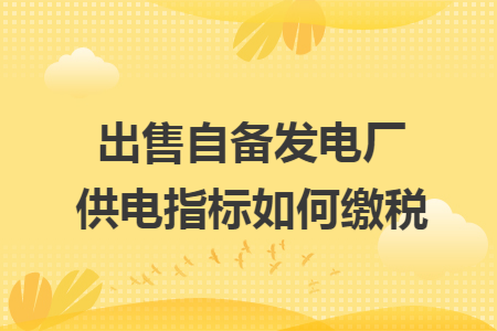 出售自备发电厂供电指标如何缴税