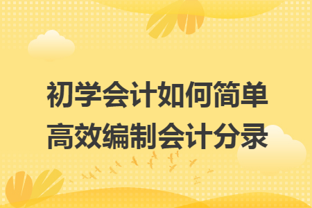 初学会计如何简单高效编制会计分录