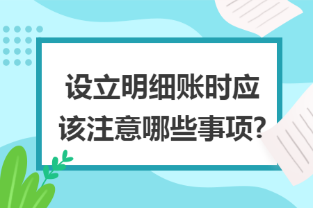 设立明细账时应该注意哪些事项?