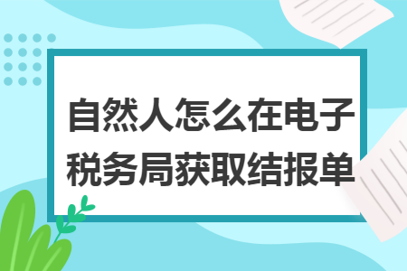 自然人怎么在电子税务局获取结报单