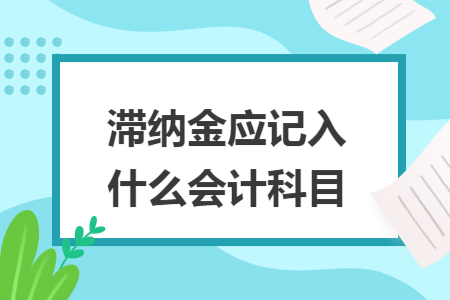 滞纳金应记入什么会计科目