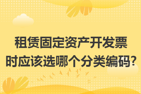 租赁固定资产开发票时应该选哪个分类编码?