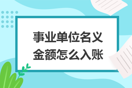 事业单位名义金额怎么入账