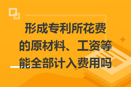 形成专利所花费的原材料、工资等能全部计入费用吗