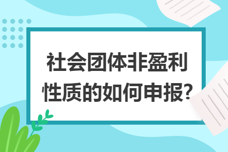 社会团体非盈利性质的如何申报?