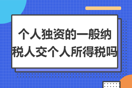 个人独资的一般纳税人交个人所得税吗