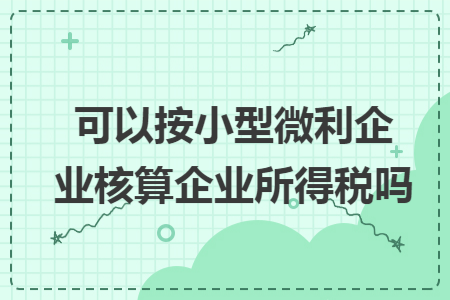 可以按小型微利企业核算企业所得税吗 可以按小型微利企业核算企业所得税吗