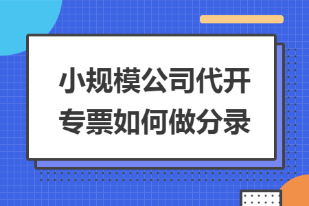 小规模公司代开专票如何做分录