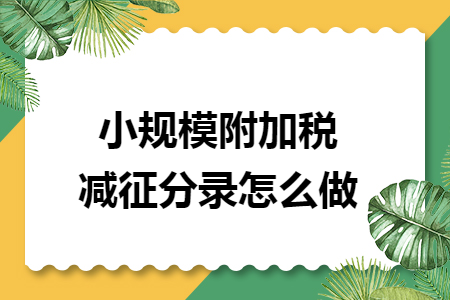 小规模附加税减征分录怎么做 小规模附加税减征分录怎么做