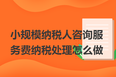 小规模纳税人咨询服务费纳税处理怎么做