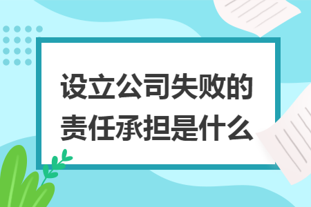 设立公司失败的责任承担是什么