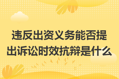 违反出资义务能否提出诉讼时效抗辩是什么