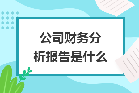 公司财务分析报告是什么 公司财务分析报告是什么