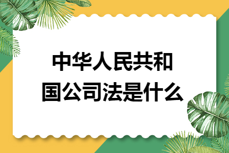 中华人民共和国公司法是什么 中华人民共和国公司法是什么