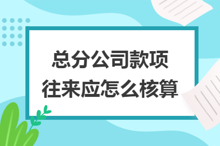 总分公司款项往来应怎么核算