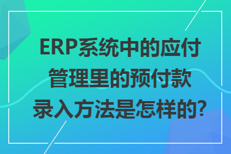 ERP系统中的应付管理里的预付款录入方法是怎样的?