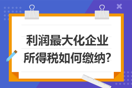 利润最大化企业所得税如何缴纳? 利润最大化企业所得税如何缴纳?