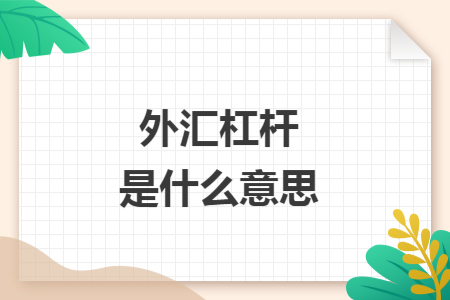 外汇杠杆是什么意思 外汇杠杆是什么意思