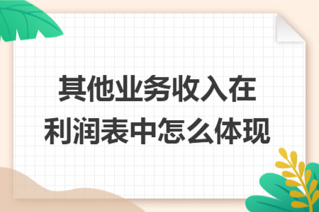 其他业务收入在利润表中怎么体现